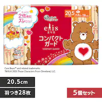5個】エリエール エリス コンパクトガード(多い昼〜ふつうの日用) 142798 20.5cm羽つき 28枚【プラザセレクト】