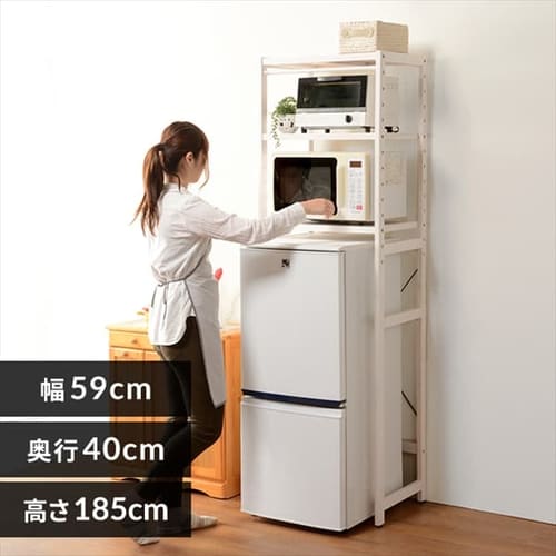 冷蔵庫上ラック ホワイト／ナチュラル RUR-480 K282400F│アイリスプラザ│アイリスオーヤマ公式通販サイト