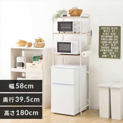 冷蔵庫上ラック ホワイト／ナチュラル RUR-480 K282400F│アイリスプラザ│アイリスオーヤマ公式通販サイト