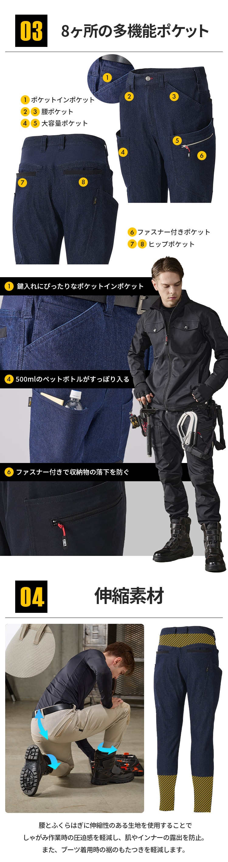 ギアカーゴパンツ FC22111-BKL ブラック Lサイズ4