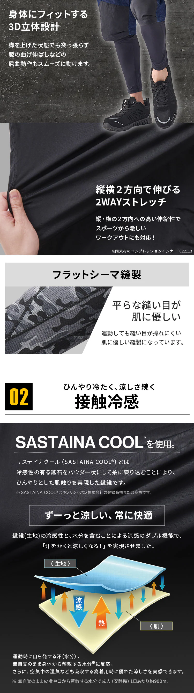 コンプレッションボトムス FC22114-BKL ブラック Lサイズ2