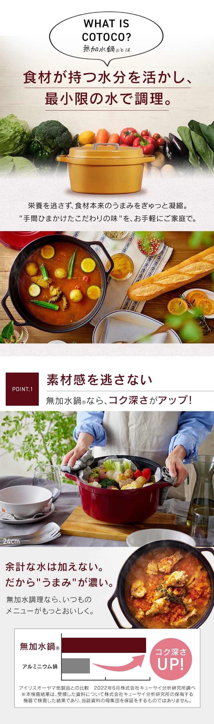 鍋 無加水鍋 20cm IH/ガス火対応 COTOCO MKSN-S20 ビーツレッド2