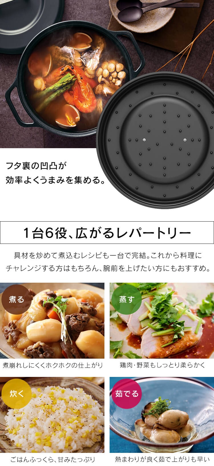 鍋 無加水鍋 20cm IH/ガス火対応 COTOCO MKSN-S20 ビーツレッド5