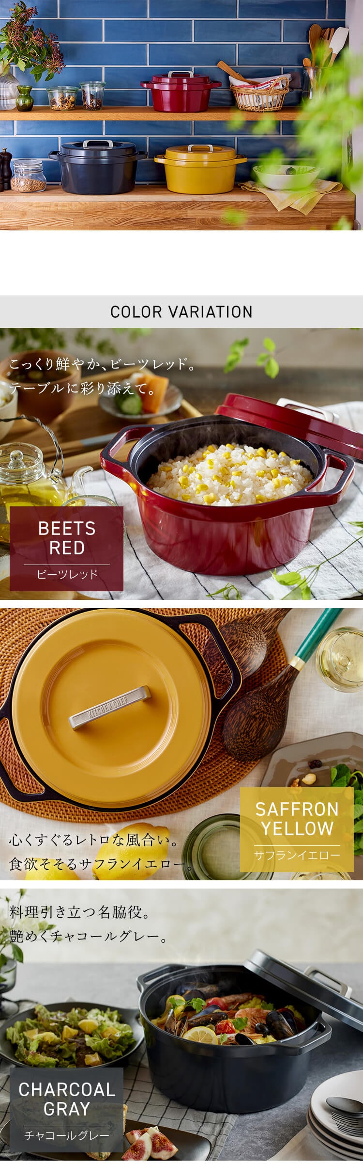 鍋 無加水鍋 20cm IH/ガス火対応 COTOCO MKSN-S20 ビーツレッド8