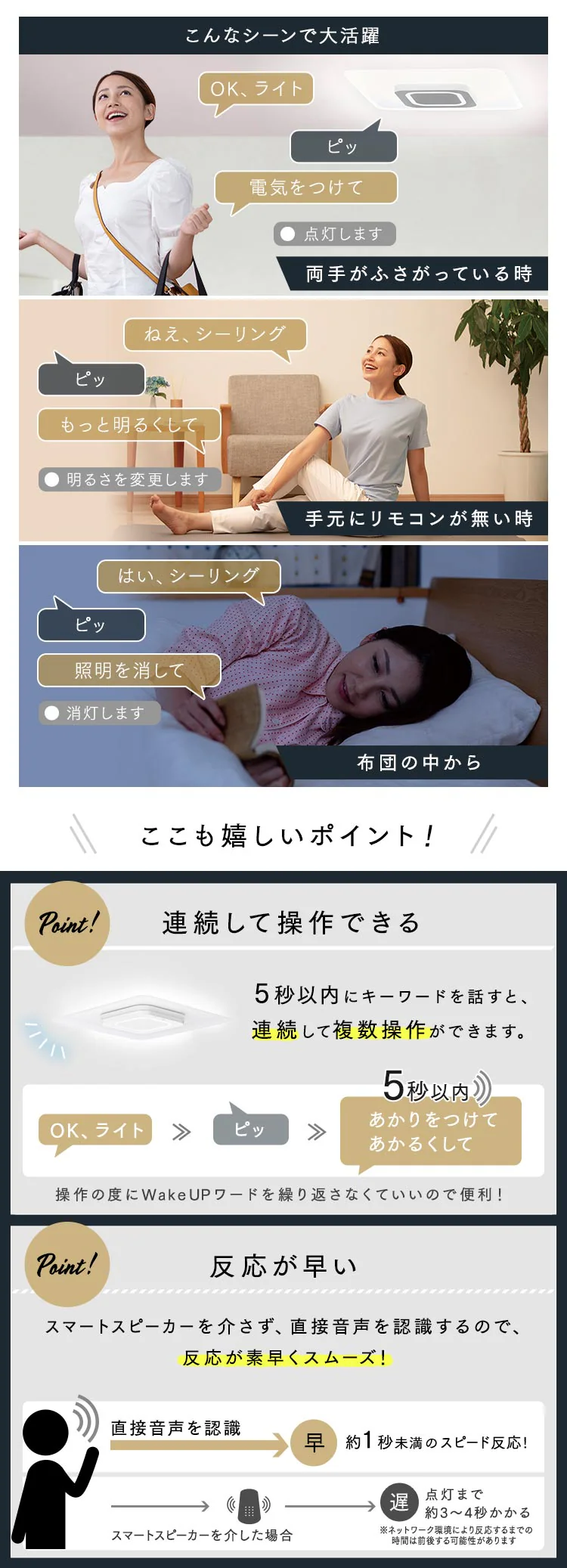 LED シーリングライト 8畳 調光 調色 音声操作 工具・工事不要 リモコン付き 5年保証 CEK-A08DLPSV2