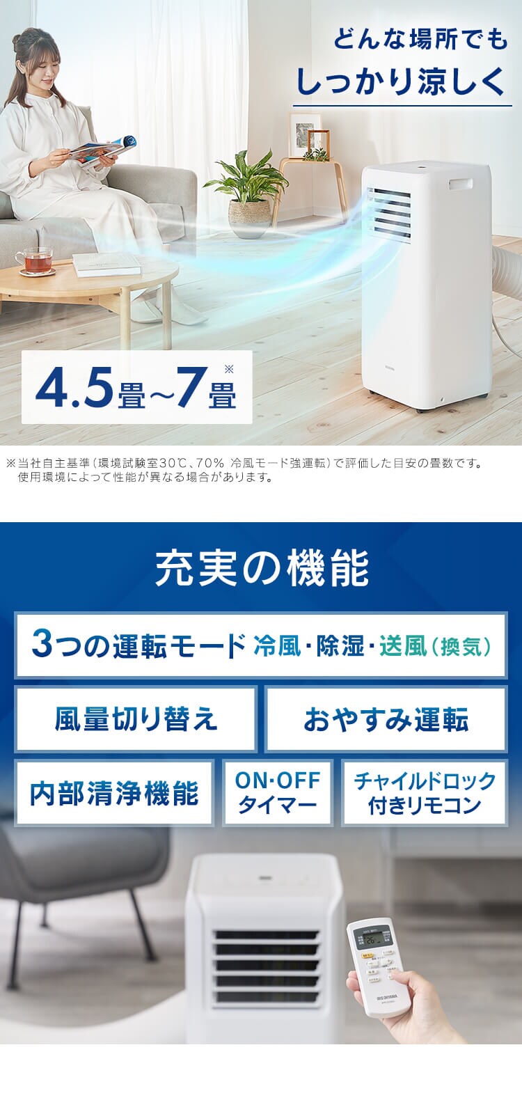 ポータブルクーラー冷専 IPA-2222G ホワイト　4.5畳1