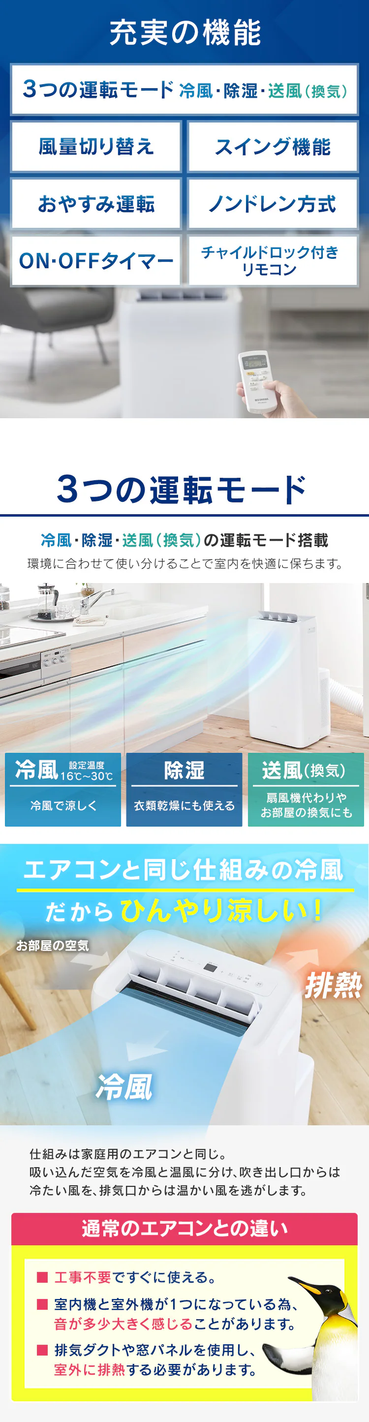 ポータブルクーラー冷専 IPA-2822G ホワイト　7畳1