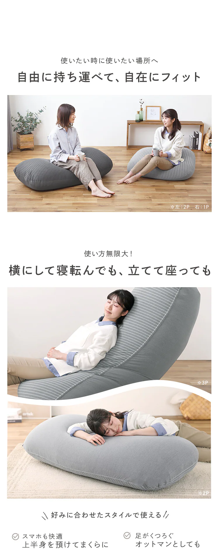 リバーシブルビーズクッション RBC-1P 全2色5