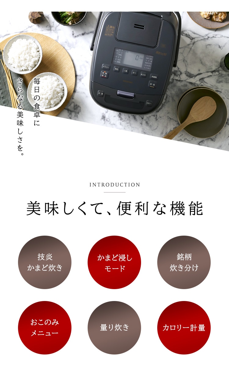 IH炊飯器 5.5合 RC-ICA50-H グレー H100666F│アイリスプラザ
