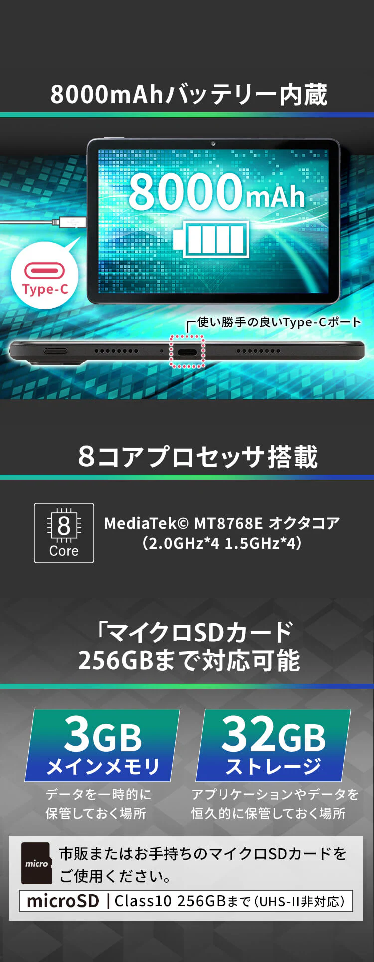 タブレット10インチ TM101N2-GY グレー 3