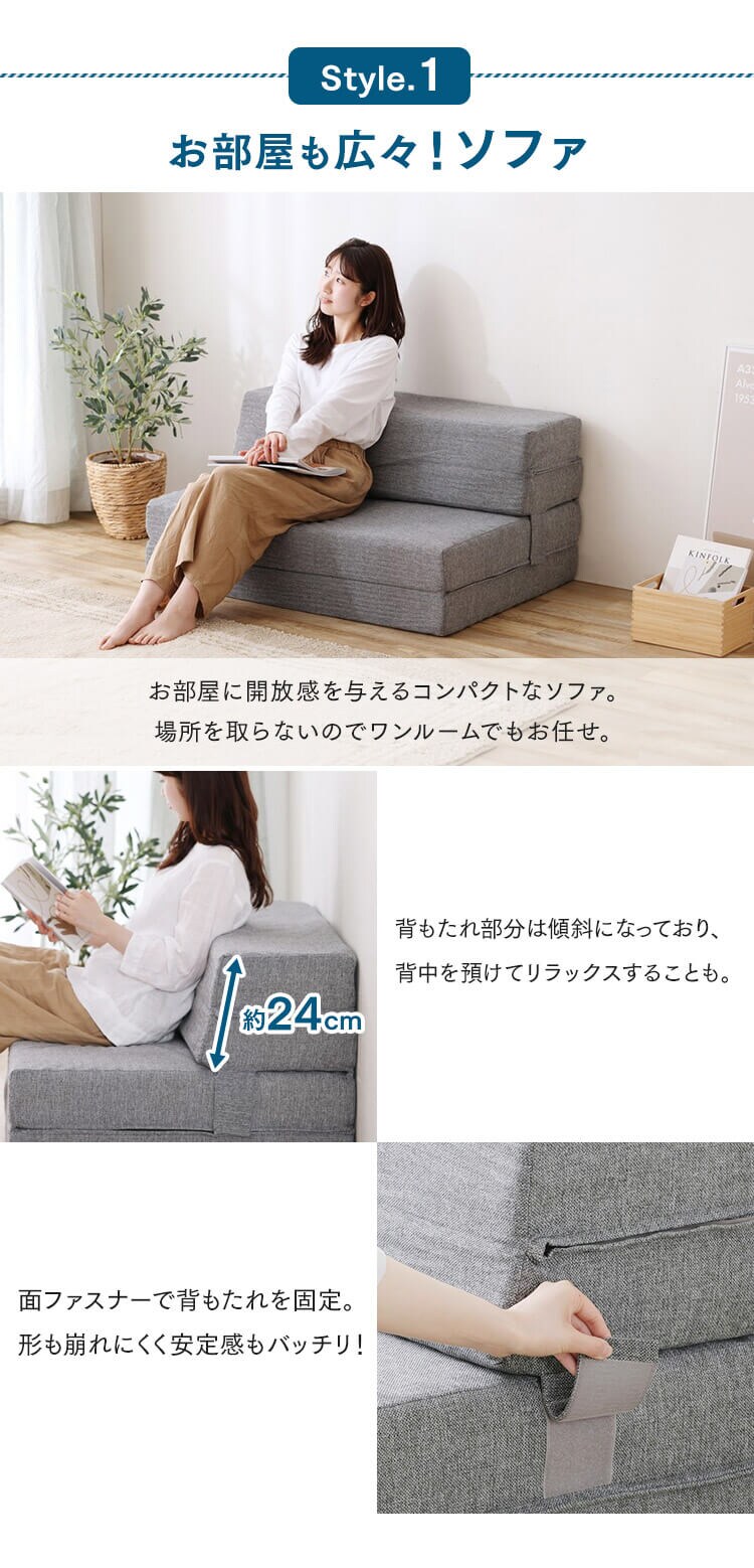 ソファ 1人掛け マットレス シングル 厚さ12cm 4WAY プロファイル加工 ウレタン SMTB4-S2