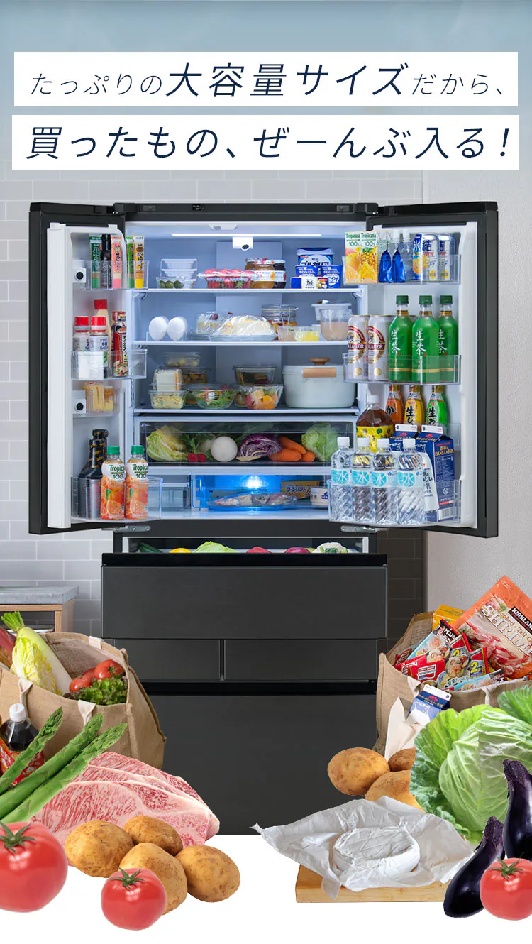 冷蔵庫 503L カメラ付き ストックアイ フレンチドア 設置込み 幅68.5cm IRGN-C50A 全2色3