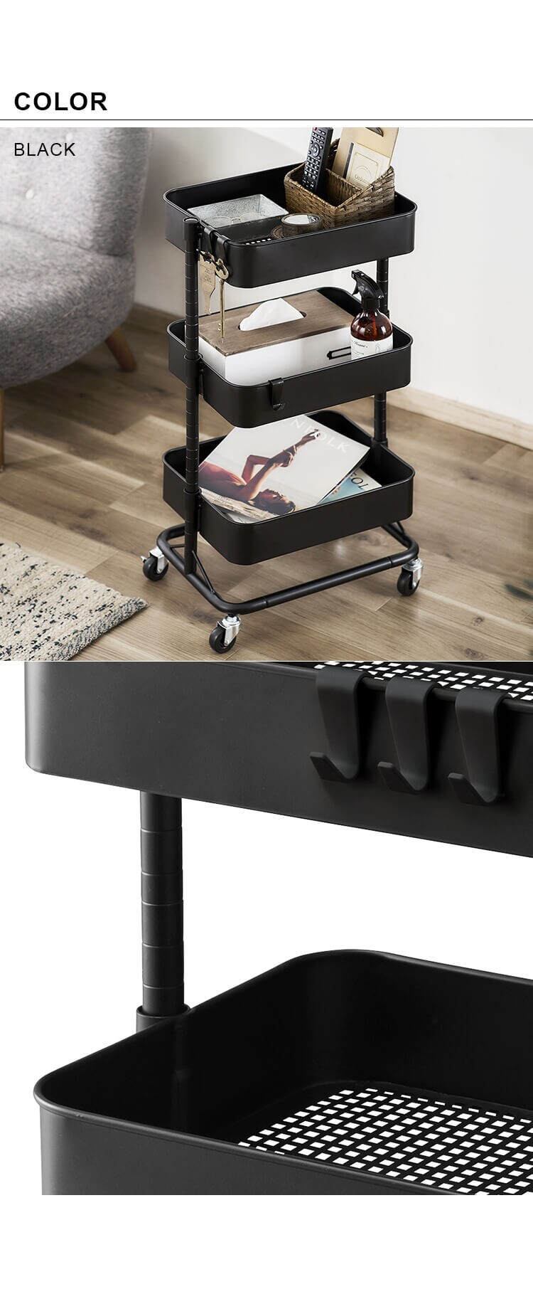 キッチンワゴン KWG-HA ブラック7