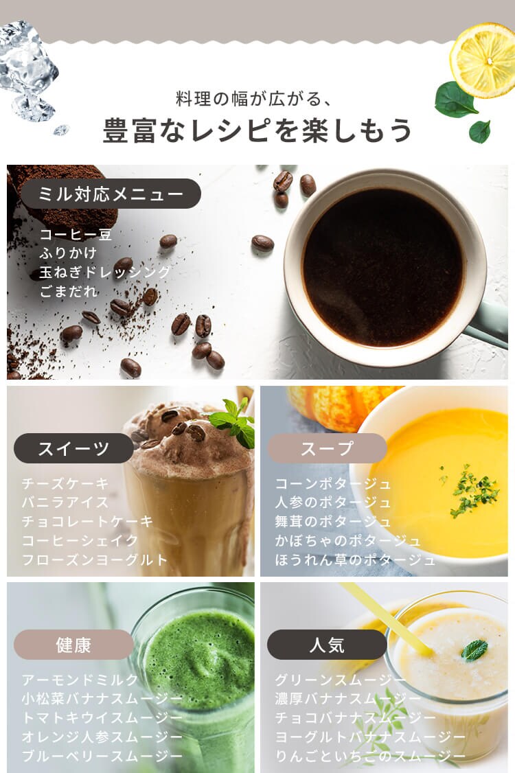 ミキサー 1000ml 氷対応 ボトル＆ミル付き IJM-S101BM-C アイボリー3