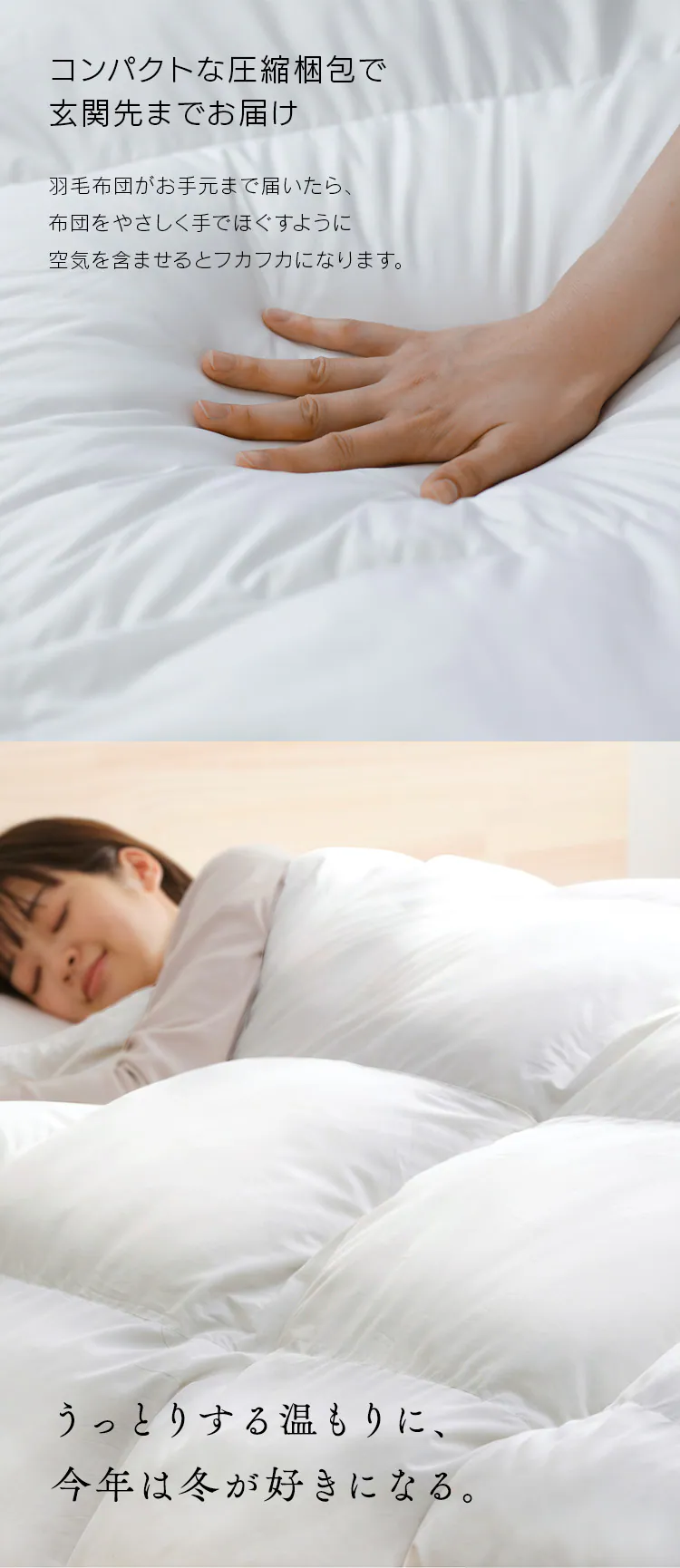 羽毛布団 シングル WDD90% 370dp 1.0kg 立体キルト 吸湿発熱 抗菌消臭 アイボリー10