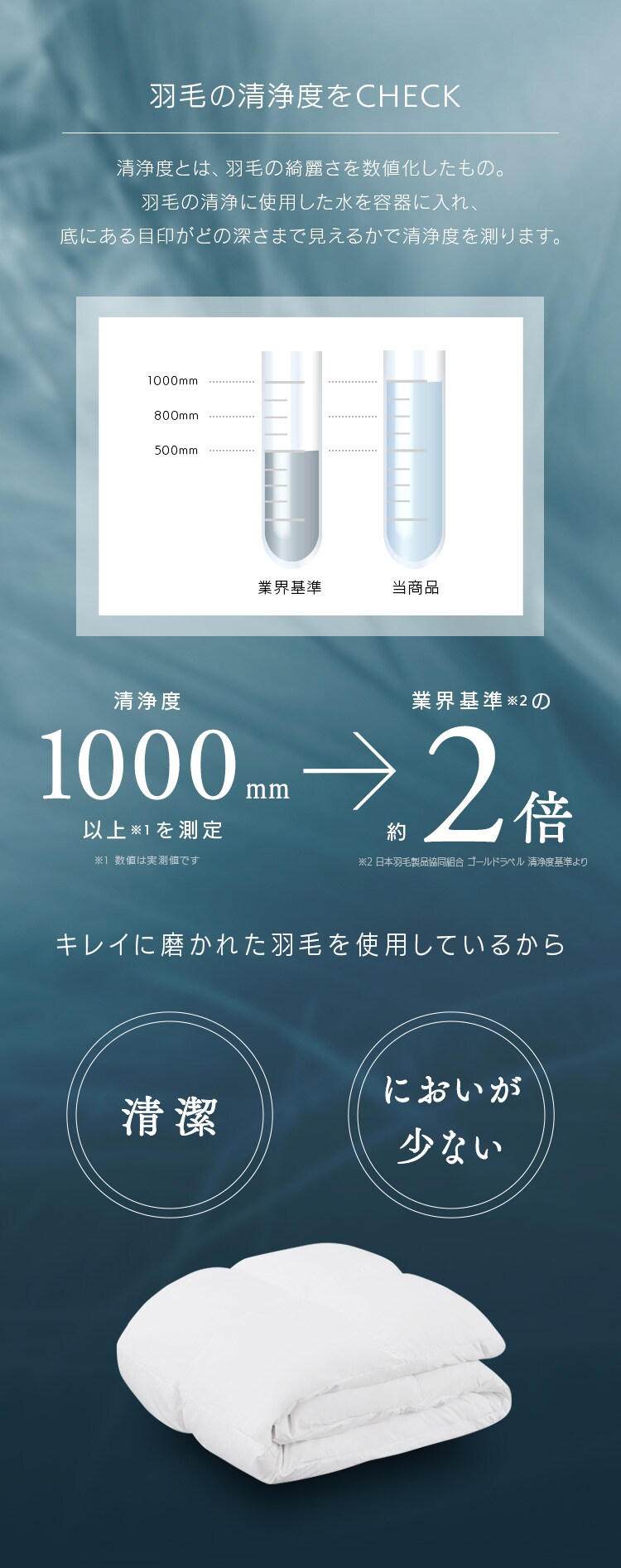 羽毛布団  WDD90% 370dp 0.4kg 吸湿発熱 抗菌消臭 アイボリー 7