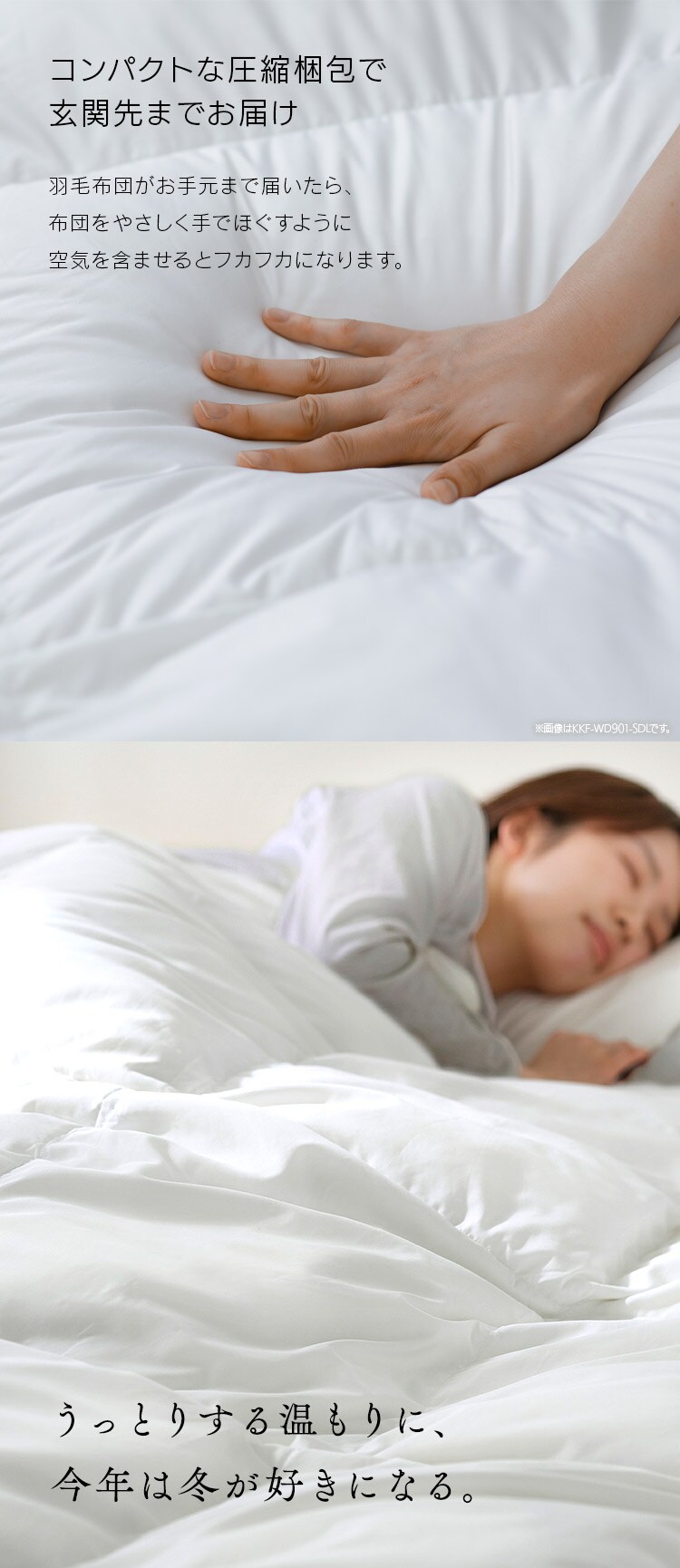 羽毛布団  WDD90% 370dp 0.4kg 吸湿発熱 抗菌消臭 アイボリー 9