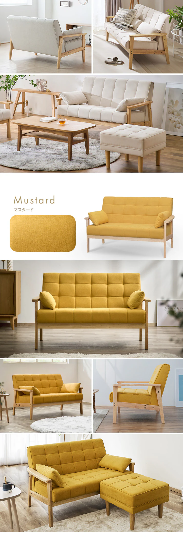 2人掛けウッドフレームソファ WFS-2S ダークグレー7