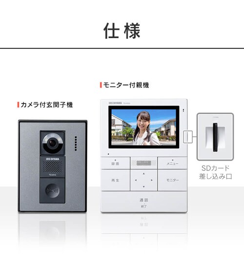 標準取付工事費込】ドアホン TD-SM3010-WSH 7616605