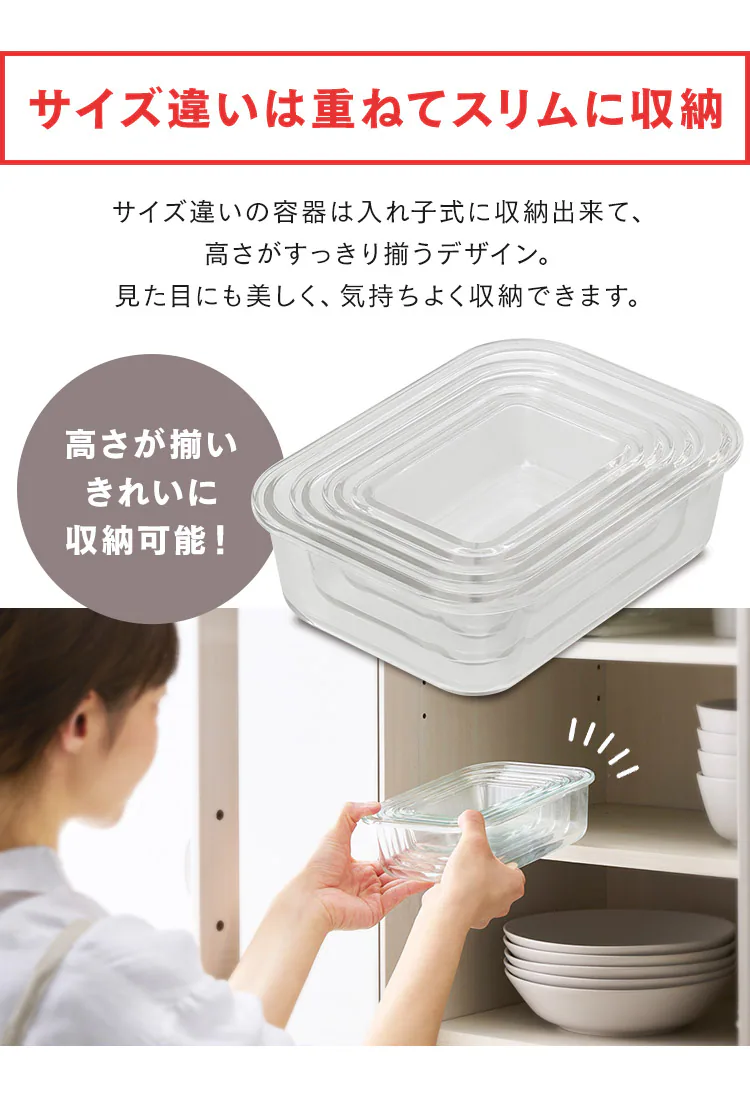 耐熱ガラス容器 2点セット TGS-2S 全3色 10