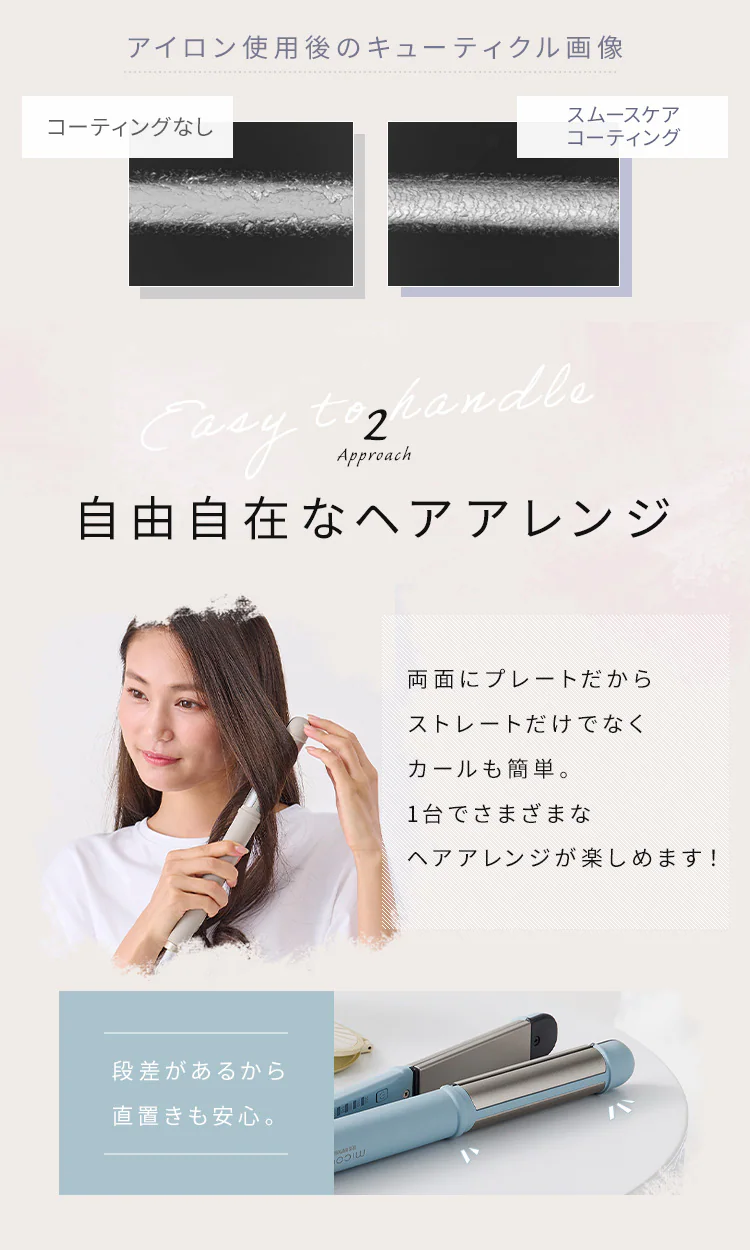 MiCOLA ストレートアイロン スムースケアコーティング 2WAY HIR-MS201-A ブルー5
