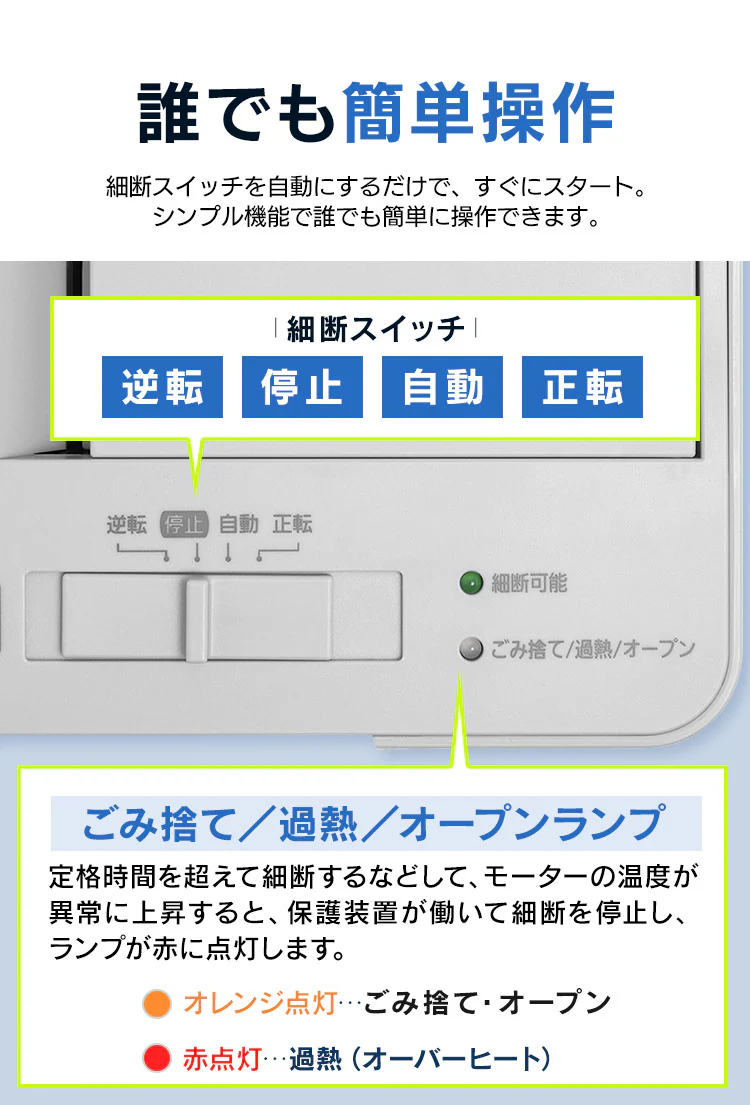 省スペースに使えるコンパクトサイズ 100枚を自動極小細断 オートフィードシュレッダー 大容量22L