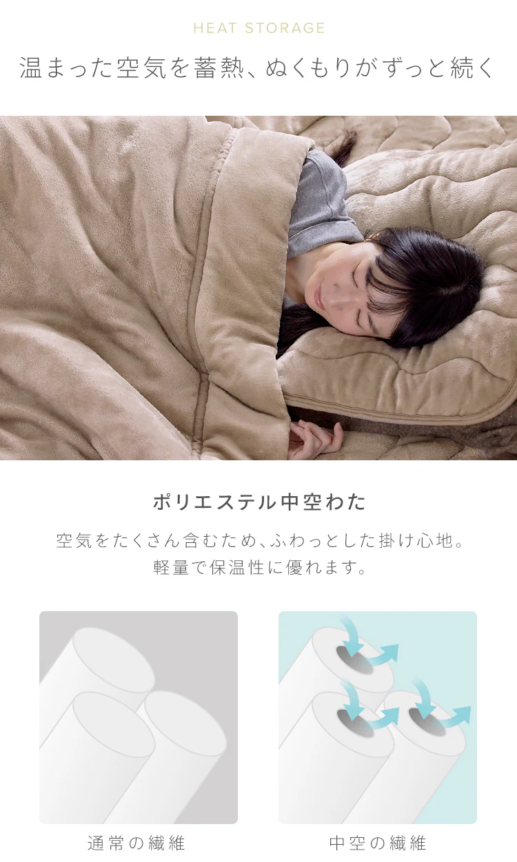 毛布 シングル 2枚合わせ 吸湿発熱 抗菌防臭 ベージュ 5