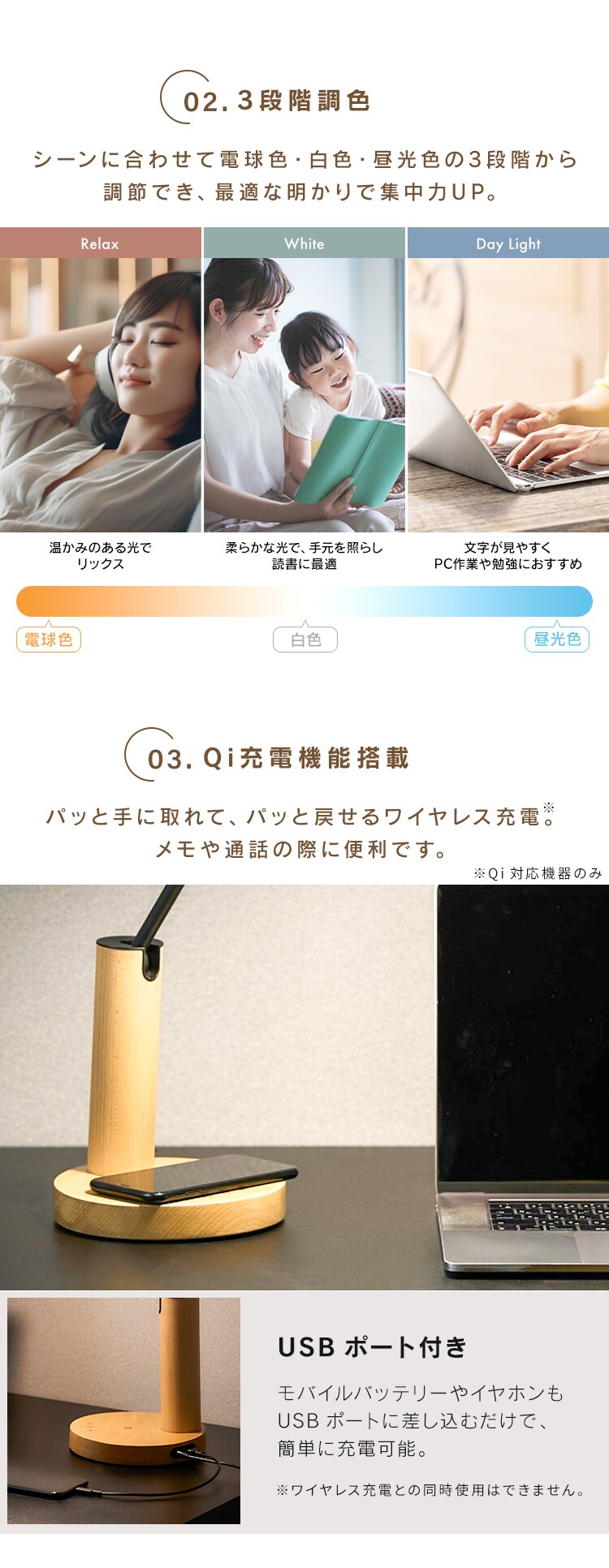 LEDデスクライト ワイヤレス充電 USBポート付 デザインタイプ LEDデスクライト ワイヤレス充電 USBポート付 デザインタイプ