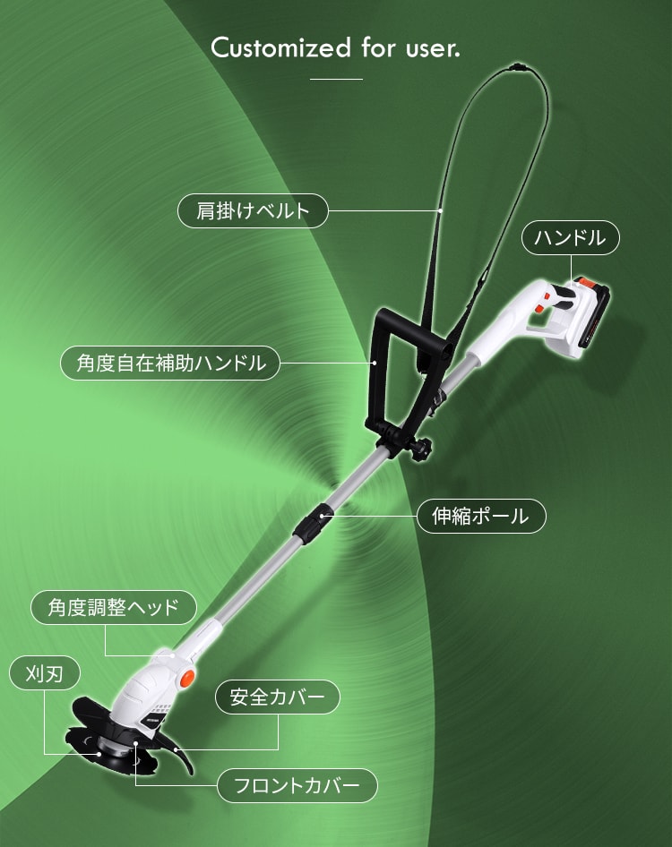 草刈機 芝刈り機 グラストリマー 2種カッター付き 18V 充電式