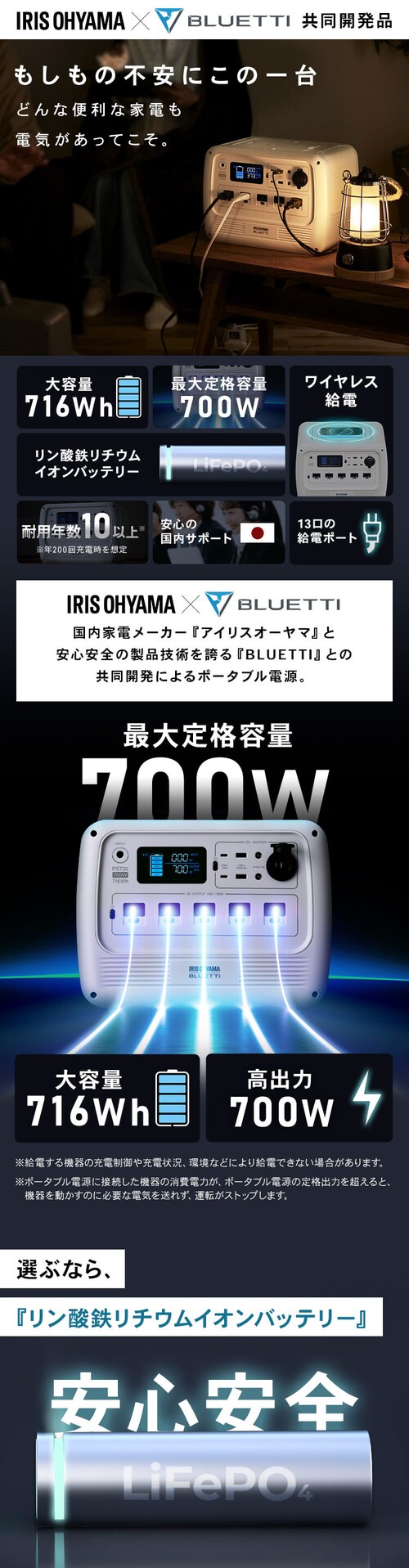 ポータブル電源 PS720AA-W ホワイト【BLUETTI共同開発】 G103478F