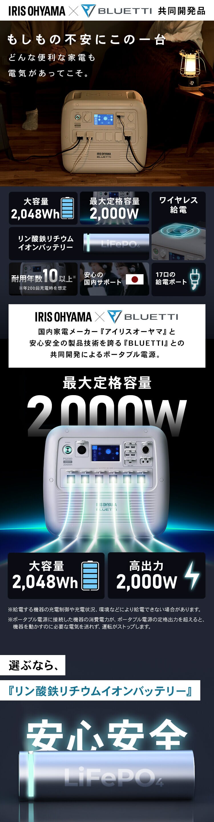 ポータブル電源 PS2000AA-W ホワイト【BLUETTI共同開発】0