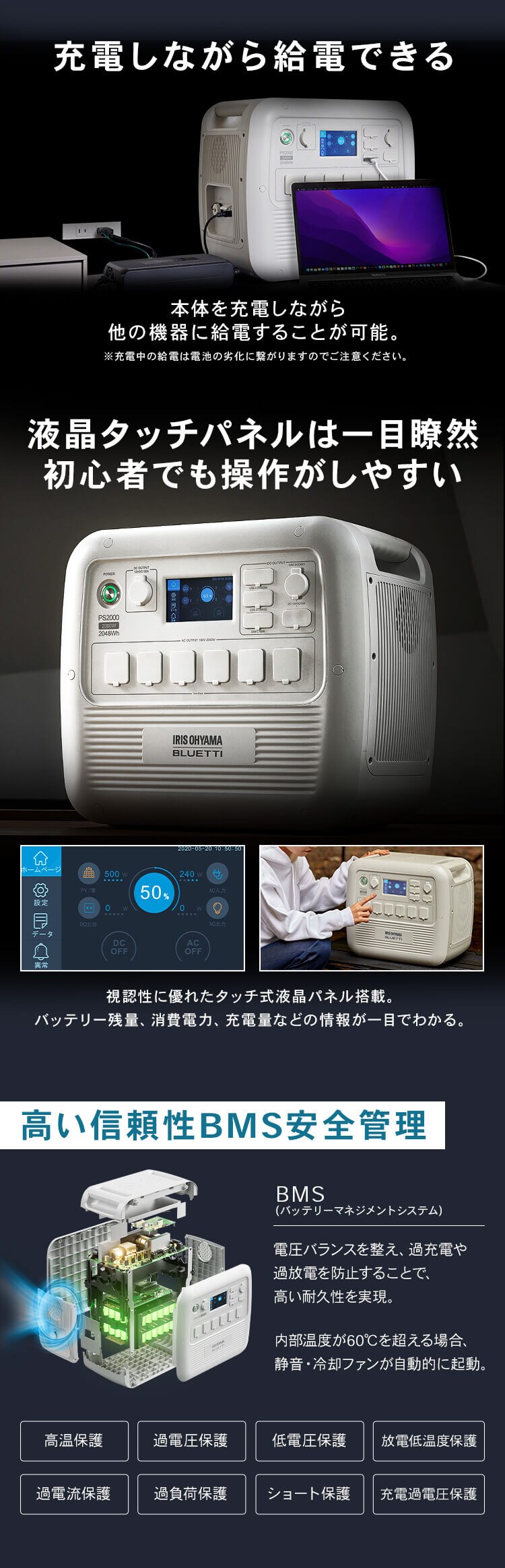 ポータブル電源 PS2000AA-W ホワイト【BLUETTI共同開発】5