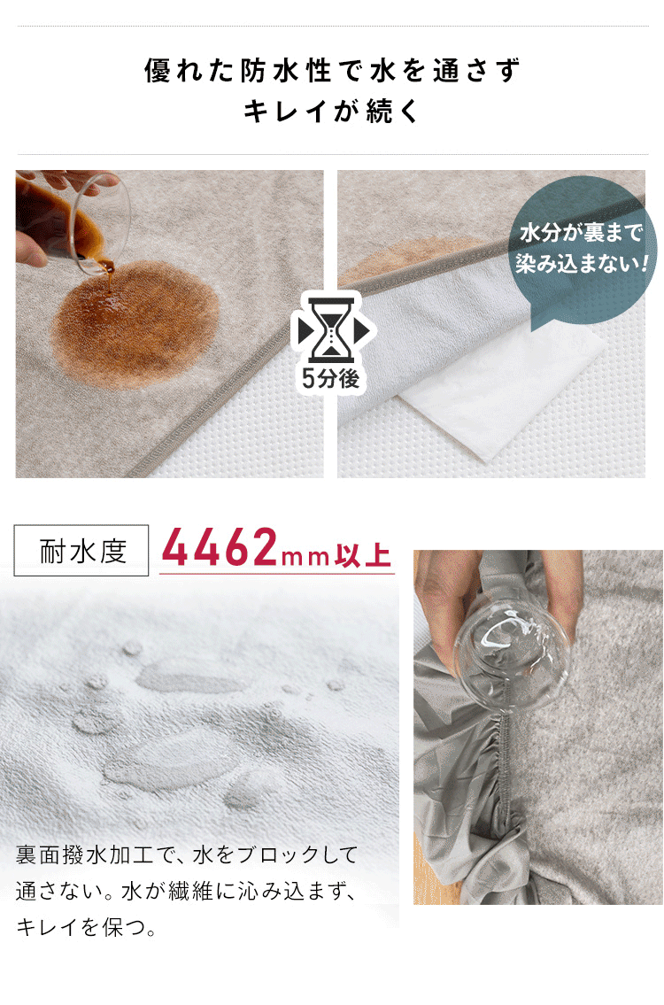 ボックスシーツ セミダブル 透湿防水 ライトグレー【前払い不可】【代引き不可】【同梱不可】3