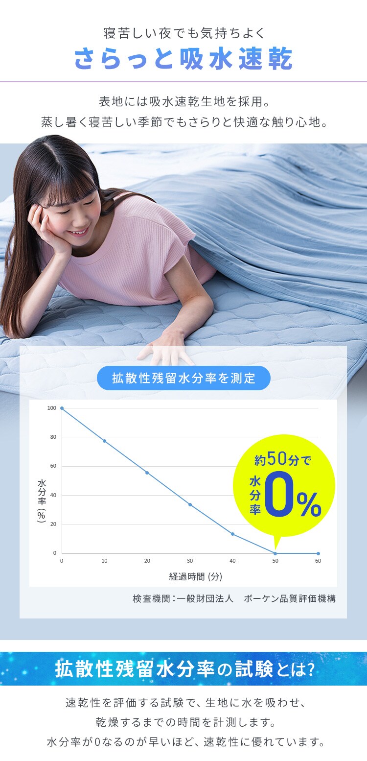 タオルケット シングル 夏用 接触冷感 Q-max0.429 ブルー2