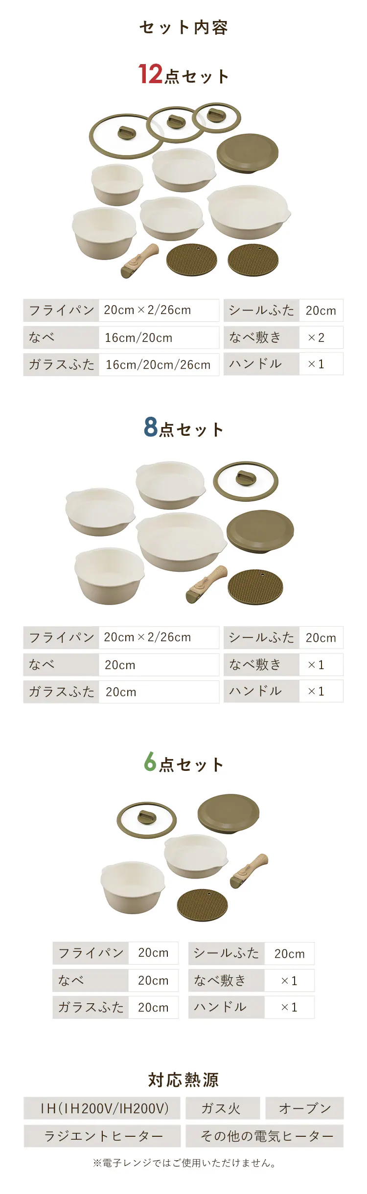 フライパン 6点セット IH/ガス火対応 お皿になるフライパン DPAN-6S アイボリー4