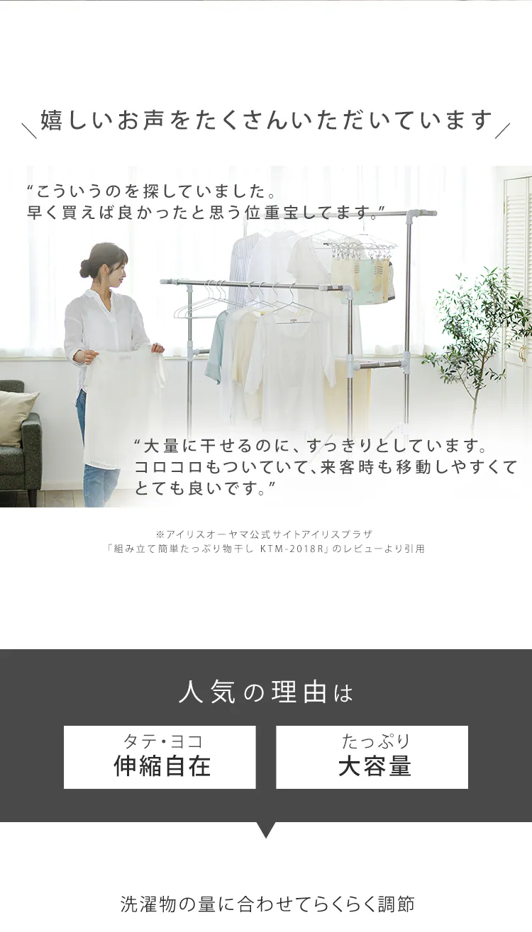 物干し 室内用 折りたたみ式 キャスター付き KTM-2018ST ブラック2