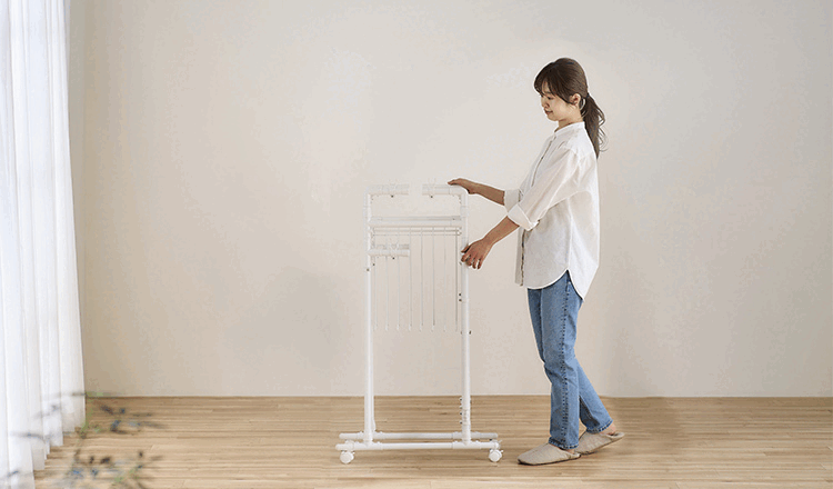 物干し 室内用 折りたたみ式 キャスター付き KTM-2018ST ブラック3