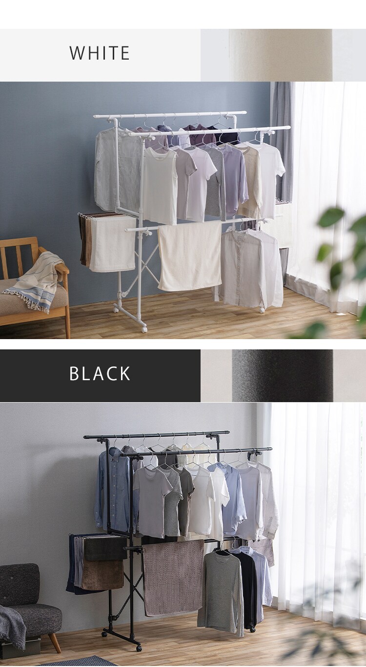 物干し 室内用 折りたたみ式 キャスター付き KTM-2018ST ブラック8