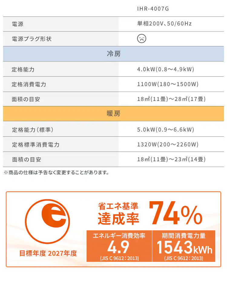 エアコン 14畳 4.0kw 200V対応 IHF-4007G【代引き不可】6
