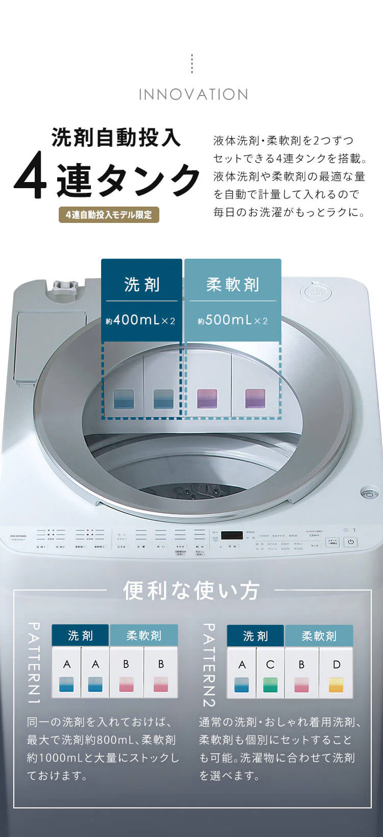 【設置無料】 洗濯機 10kg OSH 4連タンク 洗剤自動投入 ガチ落ち極渦洗浄 省エネ 節水 ラクとれLOW設計 インバーター搭載 残り湯で洗濯 二人暮らし ファミリー向け TCW-100A01-W7