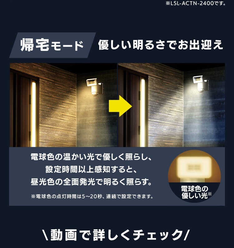 AC式LED防犯センサーライト パールホワイト LSL-ACSN-6004