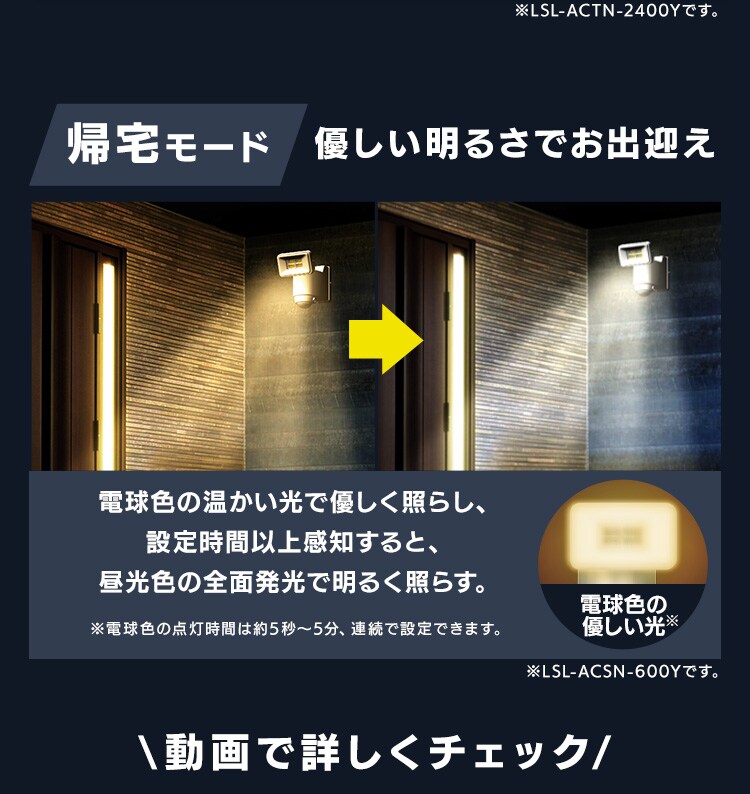 ソーラー式LED防犯センサーライト パールホワイト LSL-SBSN-4004