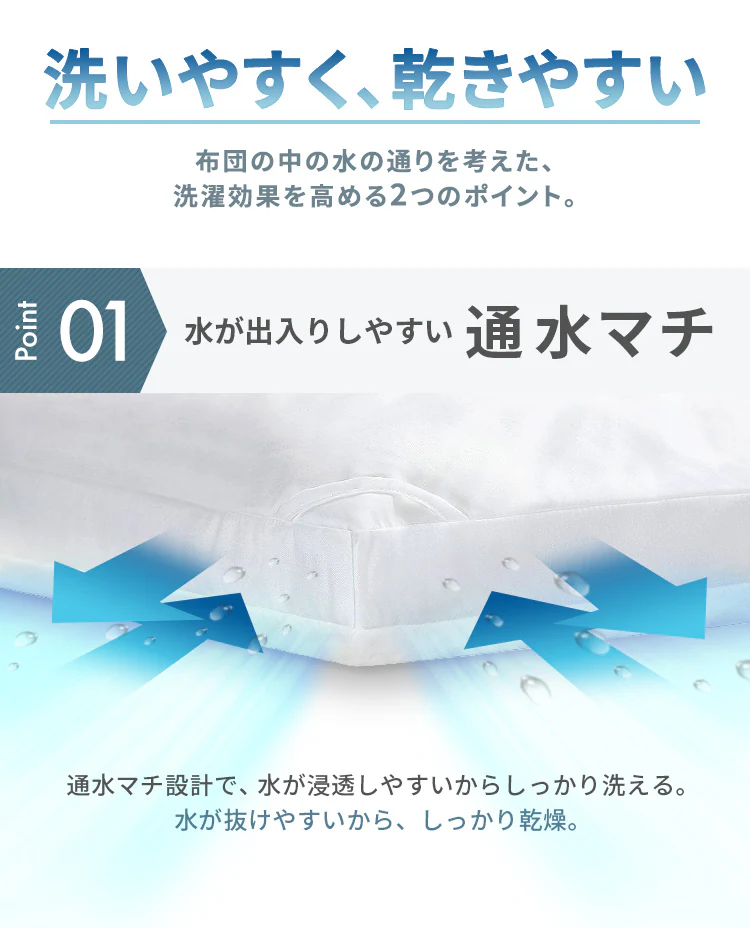 洗える掛け布団 洗濯ネット付 KKF-WB15-SN ホワイト2