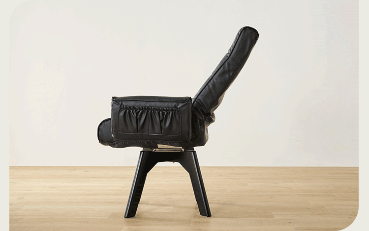 椅子 回転式 リクライニング レザー調 LECN-KH アイボリー13