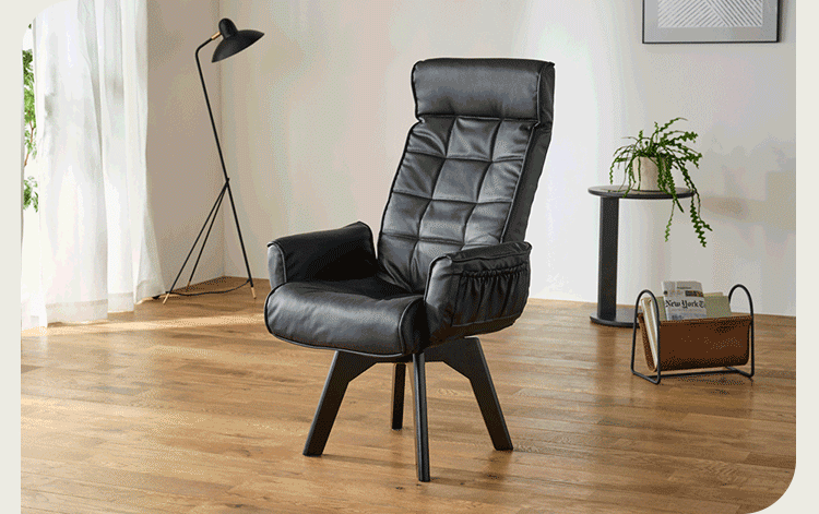 椅子 回転式 リクライニング ハイバック レザー調 LECN-KHB ブラック13