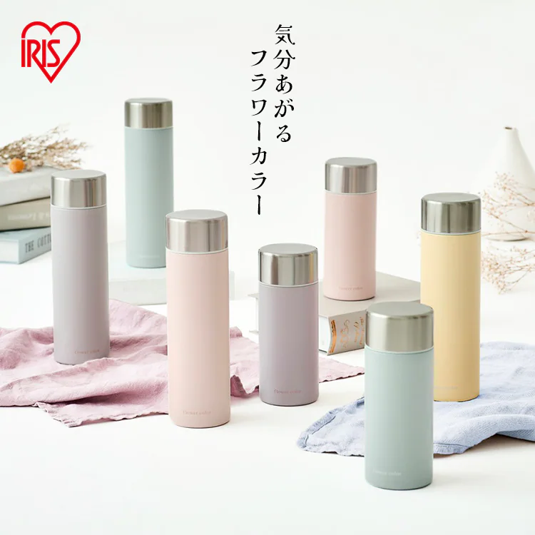 水筒 350ml マグボトル スクリュー ステンレス 保冷 保温  フラワーカラー SMF-S350 ピンク0