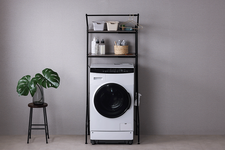 ランドリーラック 伸縮タイプ ハンガーバー付き HSLR-EX895 ブラック2