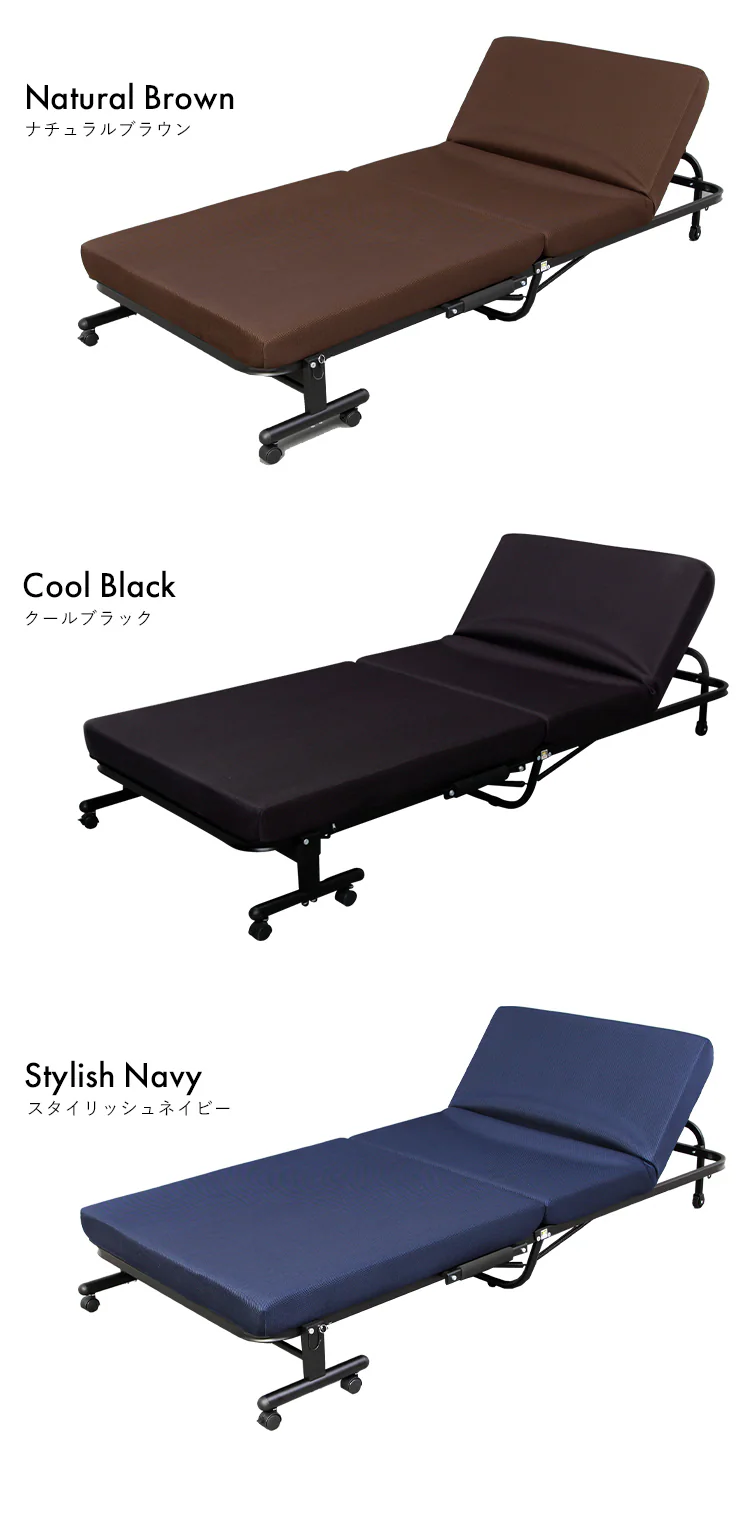 ベッド セミシングル 折りたたみ 14段階リクライニング 厚さ10cm OTBSS-KR ネイビー11