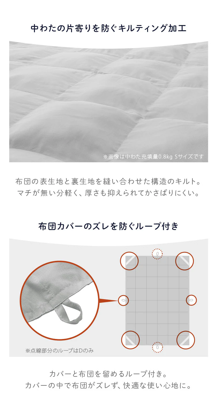 人工羽毛布団 吸湿発熱 S/SD/D5