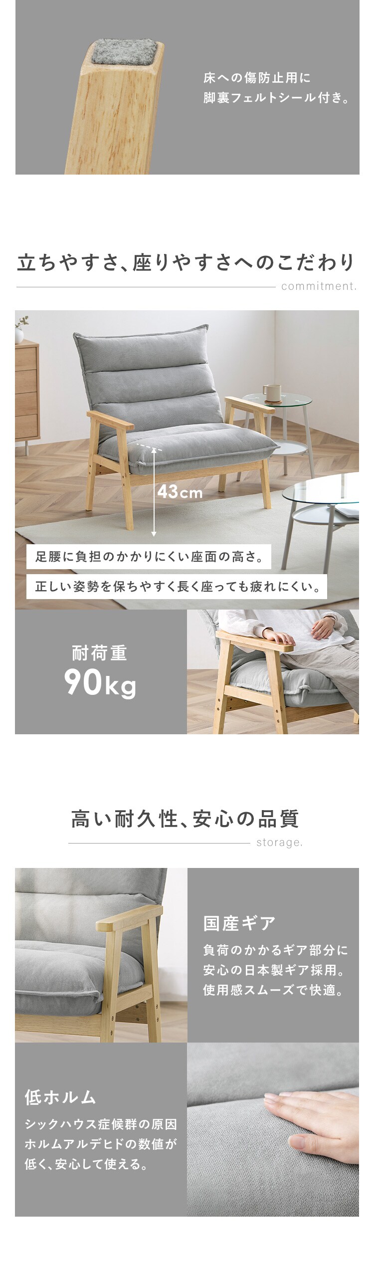 【10％OFF】ソファ 1人掛けワイドハイバックソファ LHB-1W グレー5